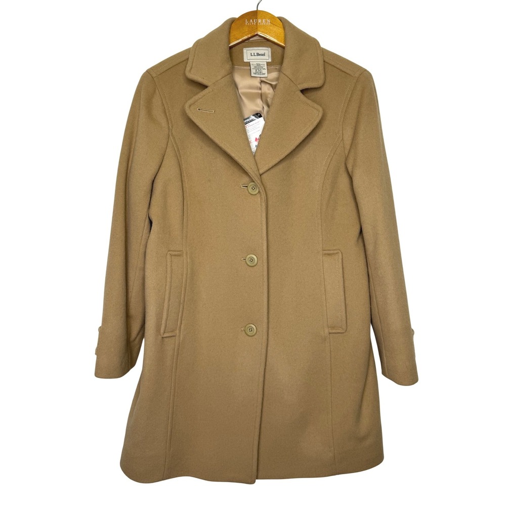 L.L. Bean Wool Car Coat 8P Tan NEW